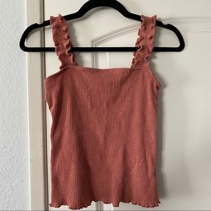 Dusty rose pink ribbed tank top